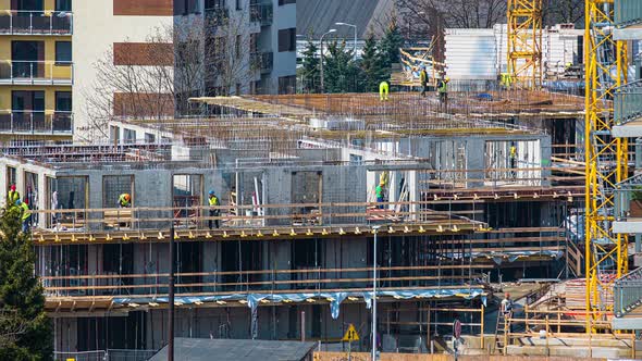 Short Timelapse Footage of Teamwork at Construction Site