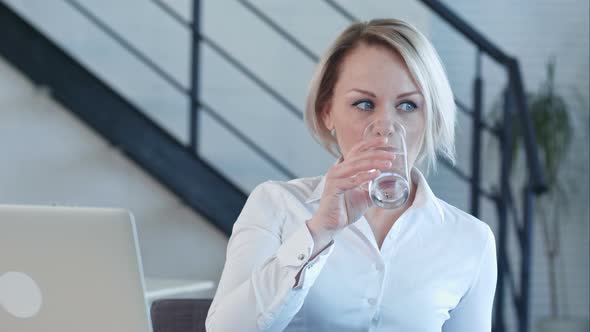 Smiling Business Woman Finishing Her Work