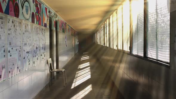 Corridor of an Empty Public School.