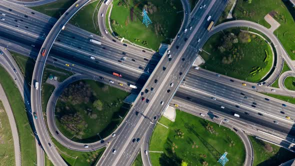 Freeway Intersection Traffic Trails in Moscow