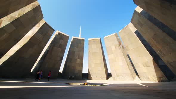 Tourist By Armenian Genocide Memorial In Yerevan