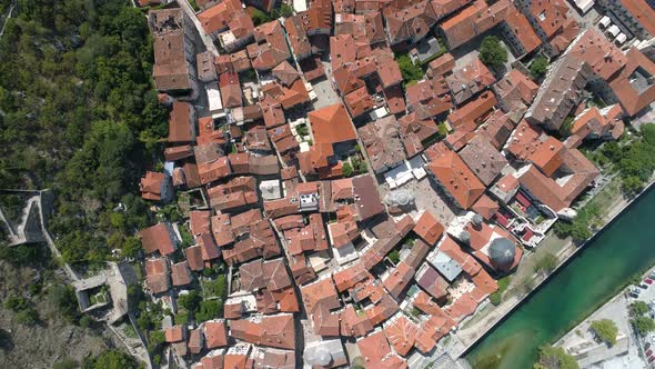 Aerial View of Old Town Kotor, Montenegro