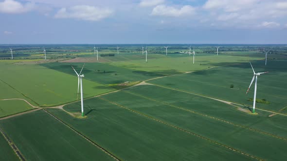 The wind power stations on the agriculture field