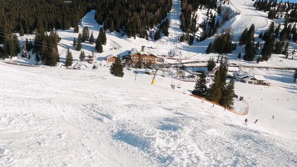 FPV POV of Alpine Skiing in Dolomites Italy