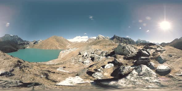 VR Gokyo Ri Mountain Lake at the Winter Season