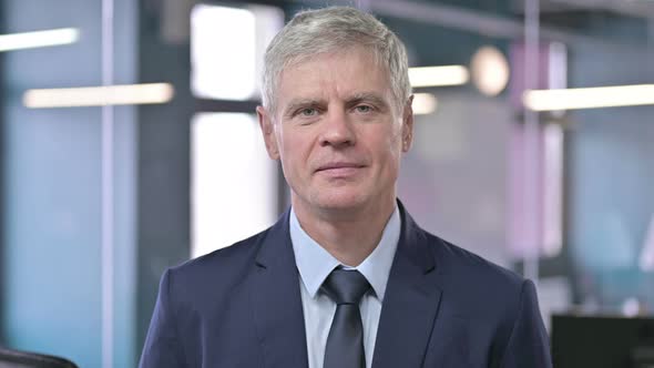 Portrait of Middle Aged Businessman Smiling at Camera