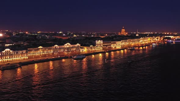 Saint-Petersburg Cityscape and Neva at Night