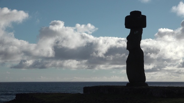 Ancient and Mysterious Sculpture in Easter Island, Chile.