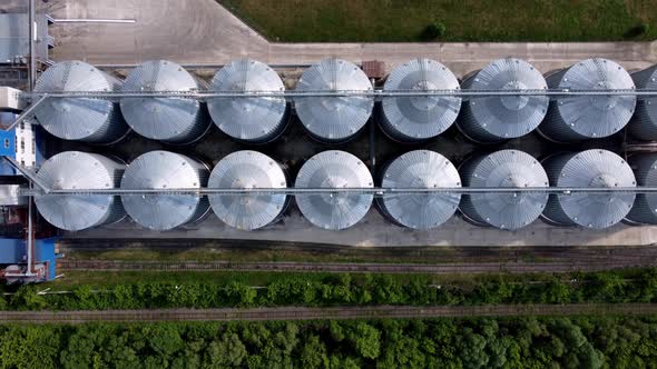 Modern Grain Silo Elevator View From a Height and From Different Angles