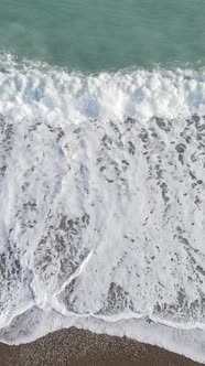 Vertical Video Sea Near the Coast  Closeup of the Coastal Seascape