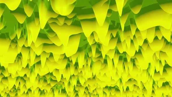 A bright yellow background on which yellow blots move like drops in 3d