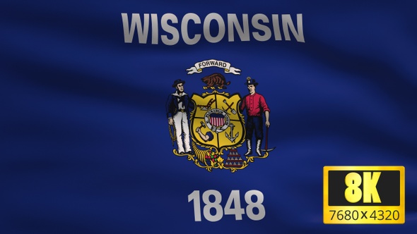 8K Wisconsin State Flag Background