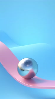 A loopable 3d render animation of ball sliding, metallic, pink and blue colors. Vertical background