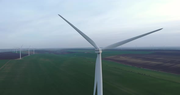 Clean Sustainable Energy Wind Farm Turbines 4K Aerial Renewable Power