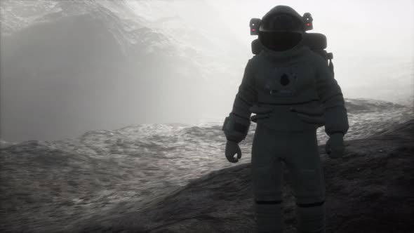 Astronaut on Another Planet with Dust and Fog alt