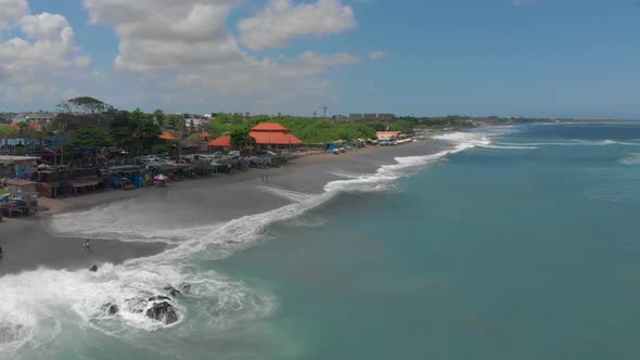 Aeriak View in the Batu Bolong Beach on the Bali Island, Indonesia