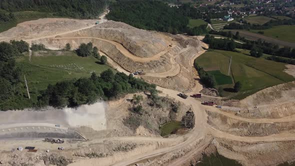 Aerial Shot New Road or Highway Construction Site 4K - V15