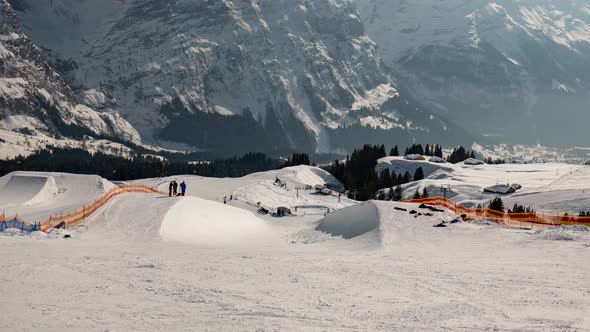 TImelapse of a Halfpipe reshape in Grindelwald First in Switzerland