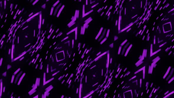 Neon glowing lines in abstract symmetrical pattern. Modern vj loop party background