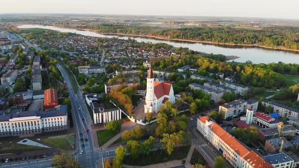 Cinematic View Siauliai City Panorama