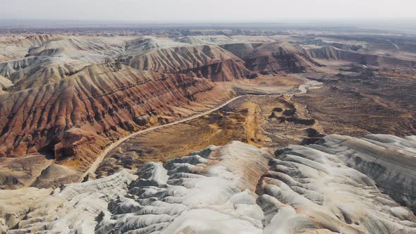 Drone Shot of Desert Mountains Aktau in Kazakhstan