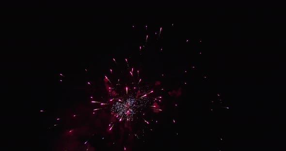 swirls of red and white fireworks