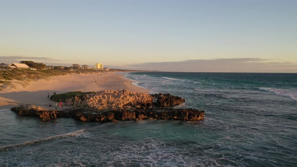 Aerial Drone Footage of Trigg Beach, Perth, Western Australia at sunset