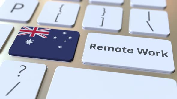 Remote Work Text and Flag of Australia on the Keyboard alt