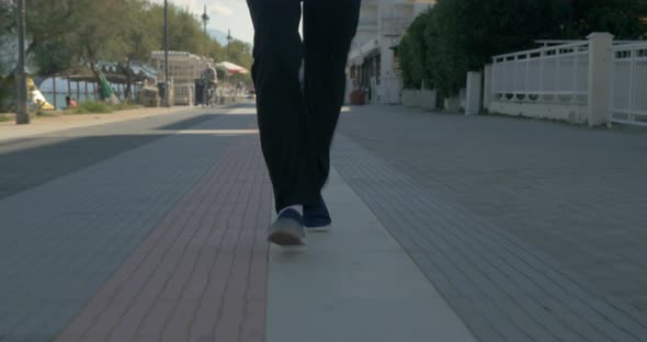 Man having jog training on sea-front