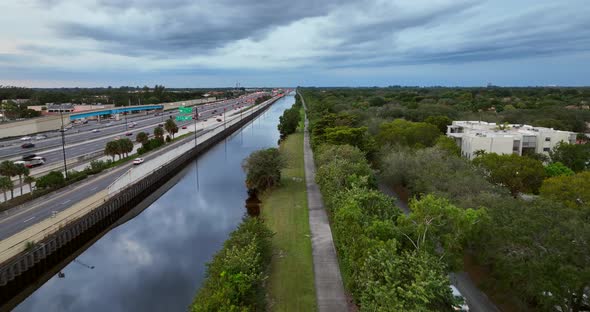 Aerial Video New River Greenway Fort Lauderdale Plantation Fl Usa