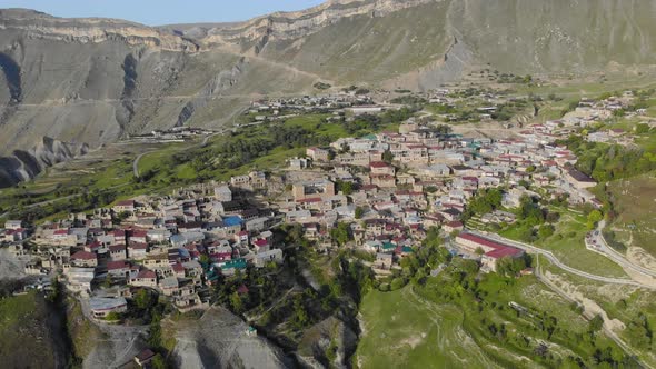 Aerial View of of the Village Aul in Dagestan