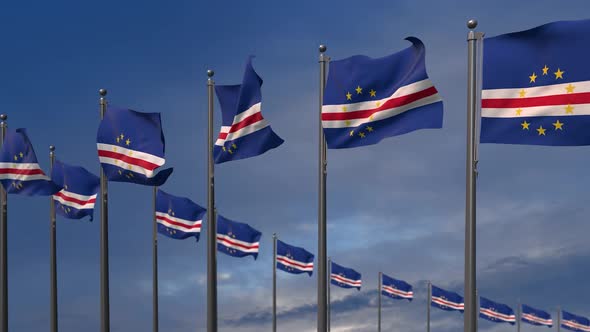The Cape Verde Flags Waving In The Wind  - 2K