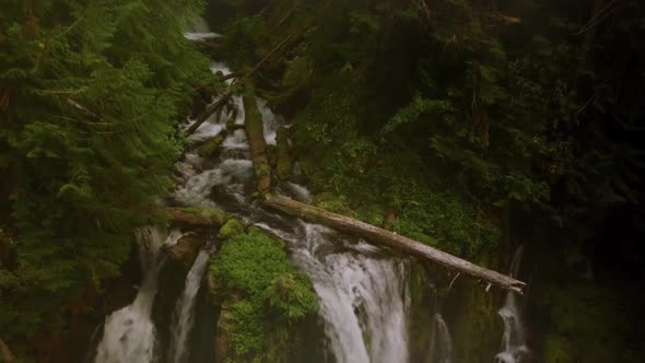 Aerial Shot Of A Waterfall In Oregon