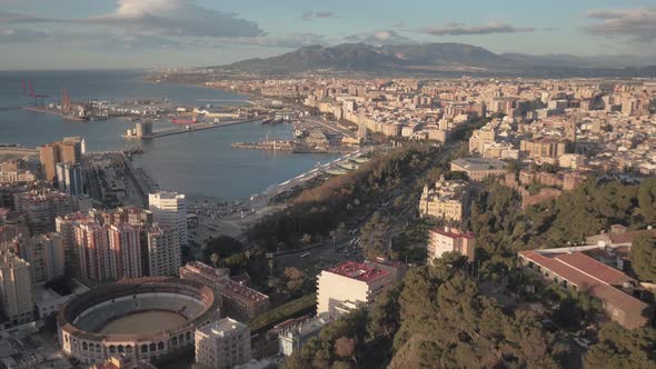 Aerial view of Malaga city