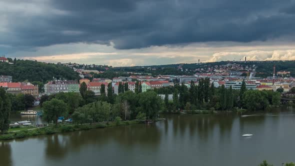 View of Prague Timelapse From the Observation Deck of Visegrad