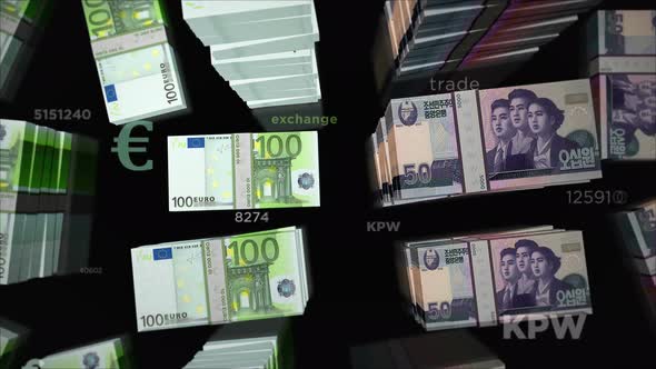 Euro and North Korea Won money exchange loop