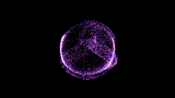 Abstract ball, orb or planet of pink dust or particles with motion animation