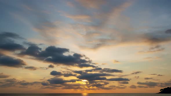 TimeLapse nature motion clouds Beautiful Light sunset sky clouds over sea.Scenery Sky