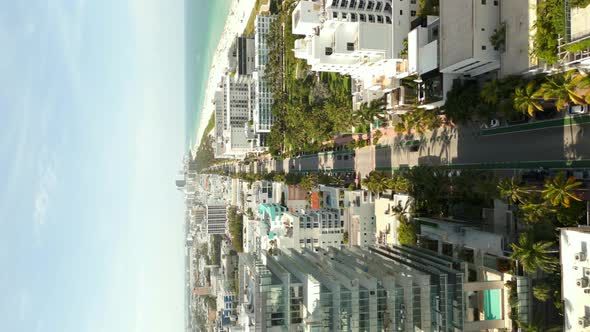 Vertical Aerial Drone Video Miami Beach Streets And Buildings