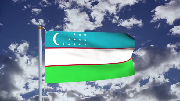 Uzbekistan Flag Waving 4k