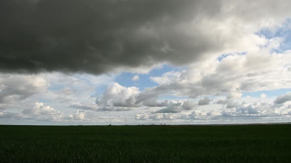 Beautiful Panorama Horizon Sunset Sky White Clouds