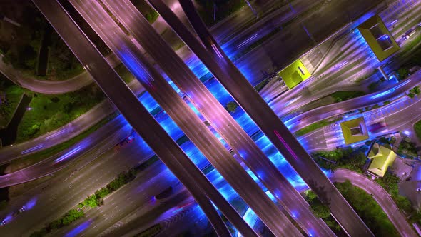 4K : Aerial time lapse in motion drone shot of freeway and interstate traffic