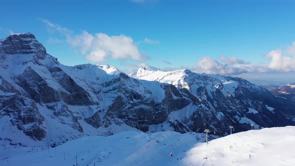 Wonderful Snowy Winter Landscape in the Alps  Aerial View