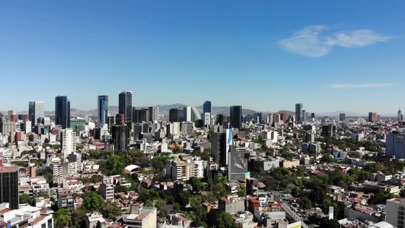 Aerial Panoramic View of the Skyline in Mexico City