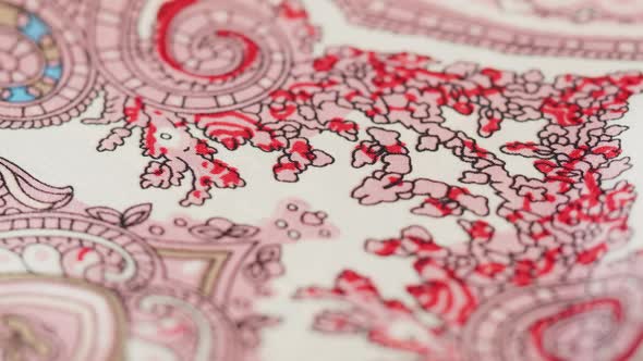 Pink Silk Fabric Closeup Arabian Design or Indian Pattern