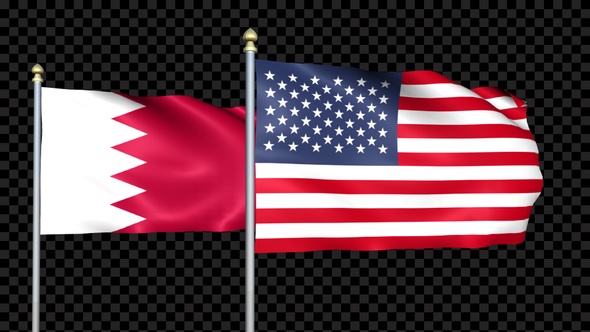 Bahrain And United States Two Countries Flags Waving