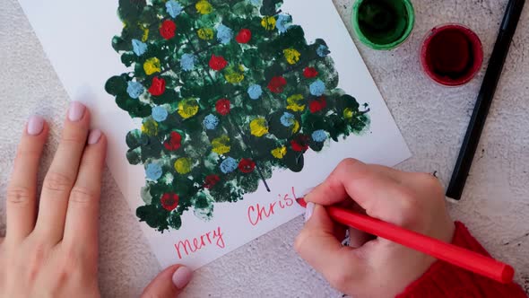 Paint with Fingers Merry Christmas Tree