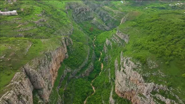 Areal view by drone footage Tartar river canyone Rocks from above