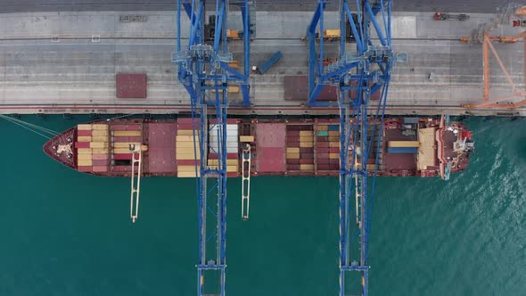 Aerial View Port Louis Mauritius Island Container Port