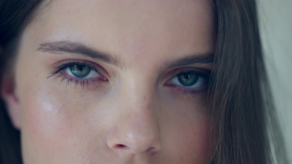 Closeup of Blue Eyes of a Caucasian Girl